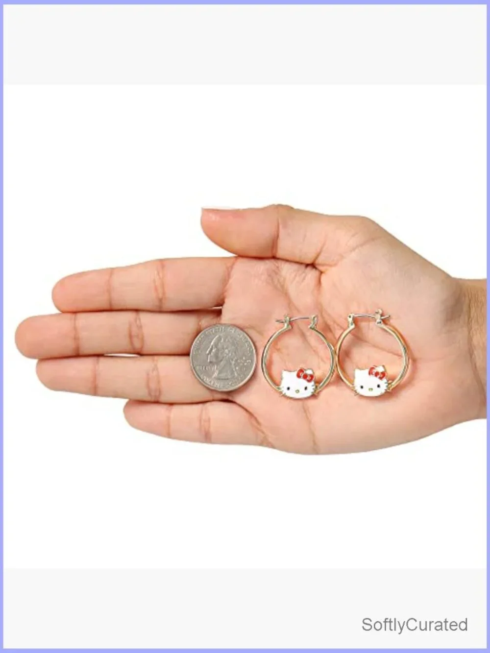 Hello Kitty Hoop Earrings Official Licensed Gold Tone Enamel Sanrio